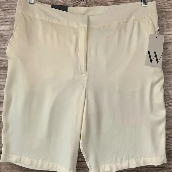 Worthington New Rayon Silky Bermuda High Rise Dress Shorts Size 12 W34 Cream - Picture 1 of 13